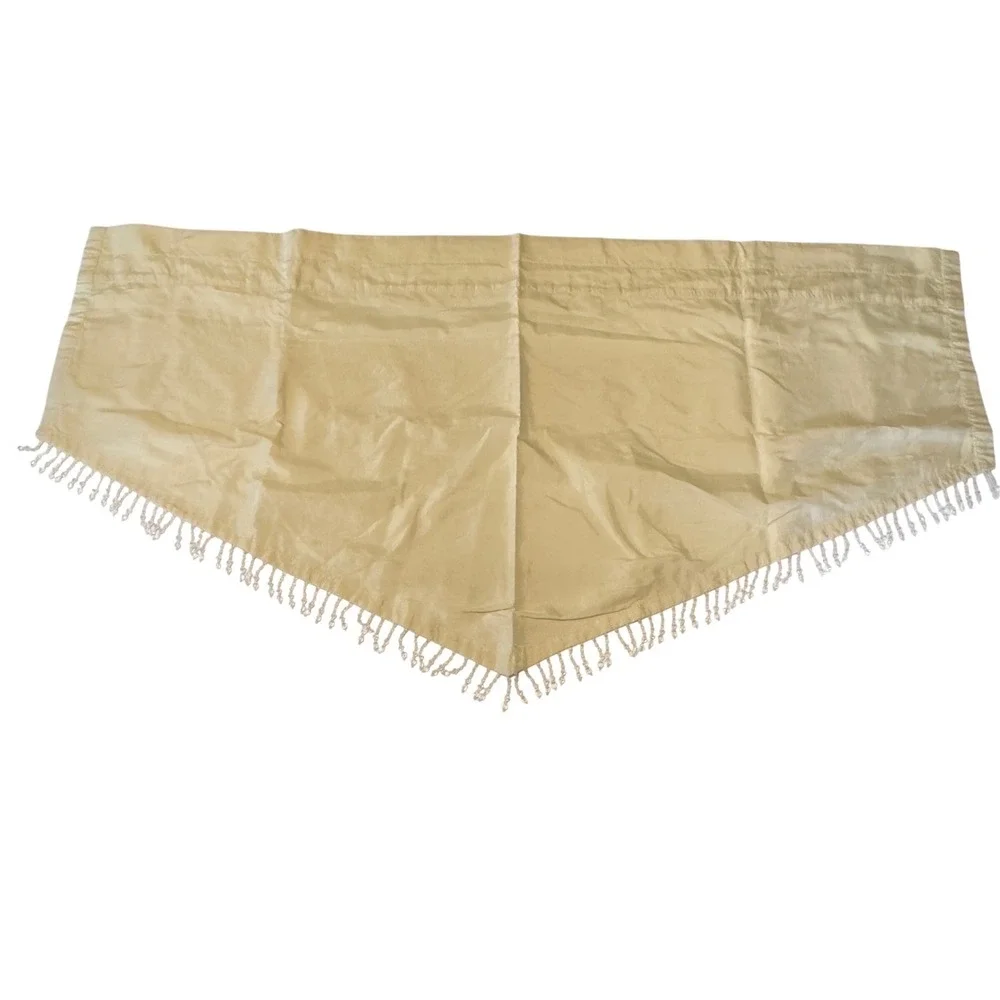 Champagne Silk Blend Beaded Fringe Pointed Window Valance 38